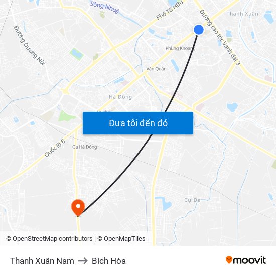 Thanh Xuân Nam to Bích Hòa map