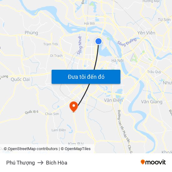 Phú Thượng to Bích Hòa map