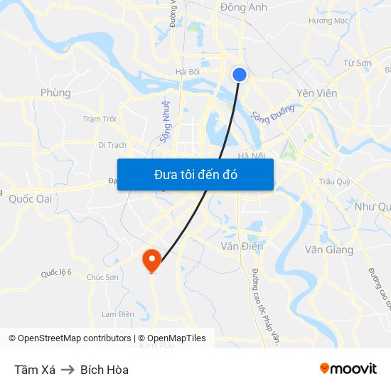 Tầm Xá to Bích Hòa map