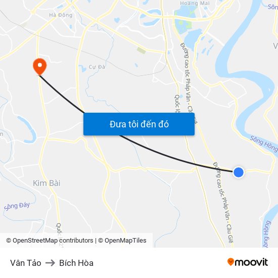 Vân Tảo to Bích Hòa map