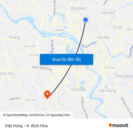 Việt Hùng to Bích Hòa map