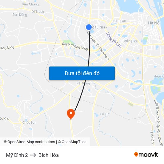 Mỹ Đình 2 to Bích Hòa map