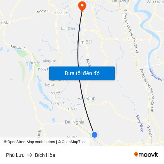 Phù Lưu to Bích Hòa map