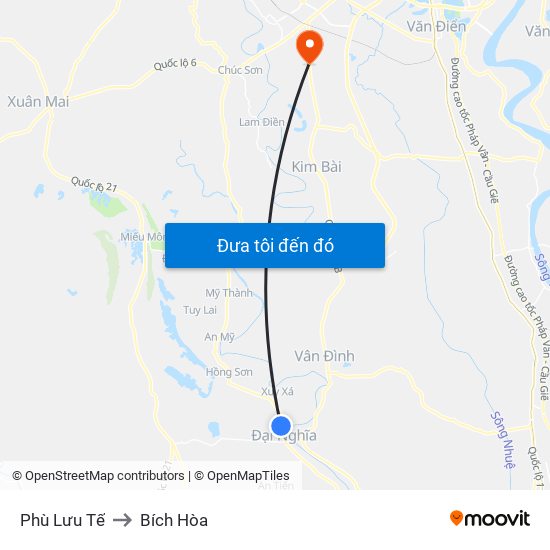 Phù Lưu Tế to Bích Hòa map