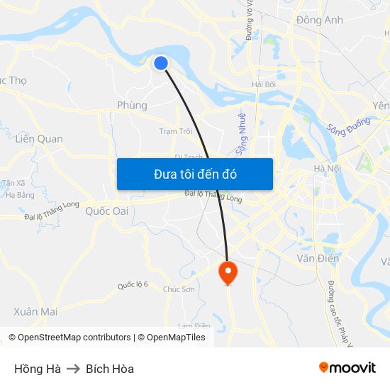 Hồng Hà to Bích Hòa map