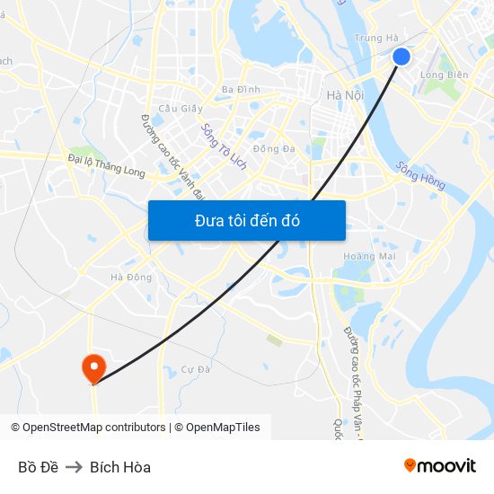 Bồ Đề to Bích Hòa map