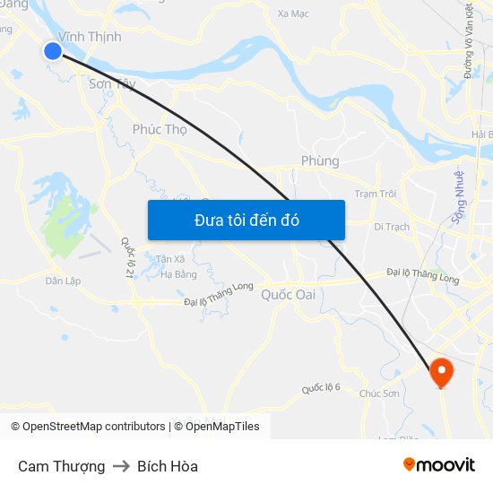 Cam Thượng to Bích Hòa map