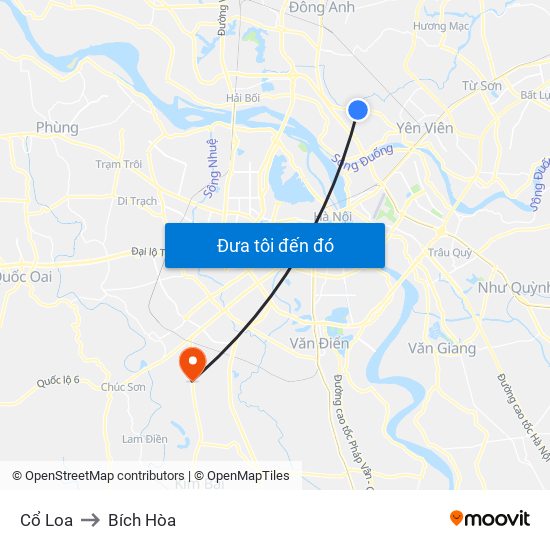 Cổ Loa to Bích Hòa map