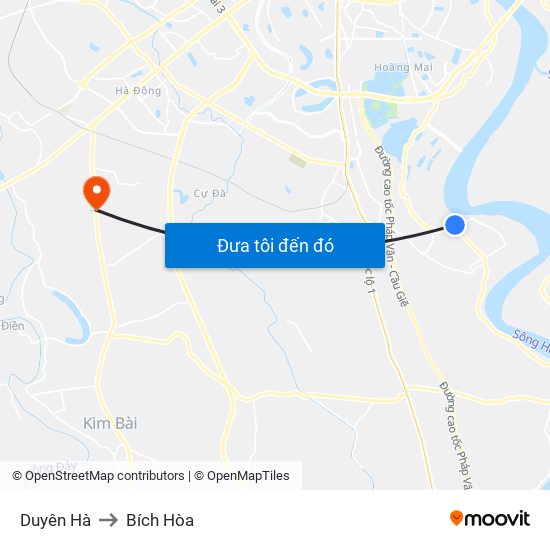 Duyên Hà to Bích Hòa map