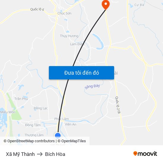 Xã Mỹ Thành to Bích Hòa map
