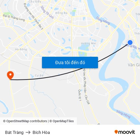Bát Tràng to Bích Hòa map