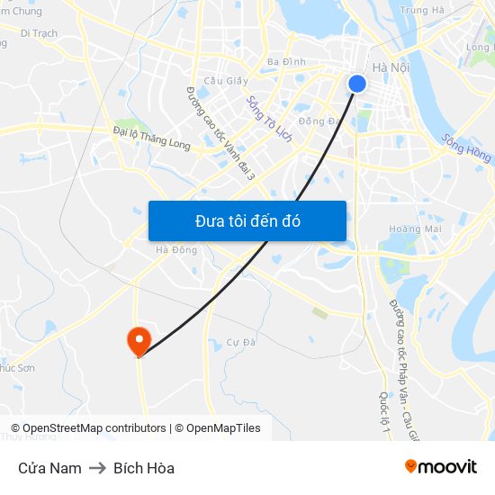 Cửa Nam to Bích Hòa map