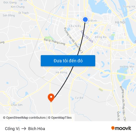 Cống Vị to Bích Hòa map