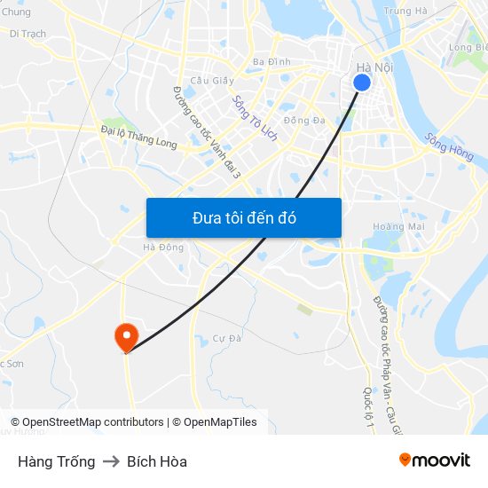 Hàng Trống to Bích Hòa map