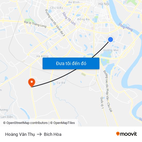 Hoàng Văn Thụ to Bích Hòa map