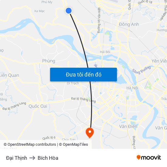 Đại Thịnh to Bích Hòa map