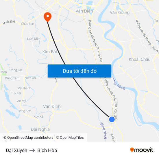 Đại Xuyên to Bích Hòa map