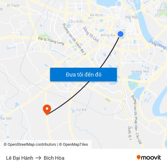 Lê Đại Hành to Bích Hòa map