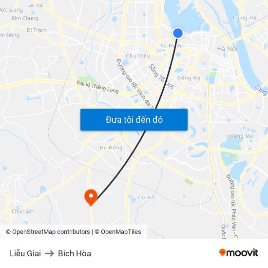 Liễu Giai to Bích Hòa map