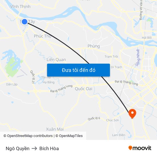 Ngô Quyền to Bích Hòa map