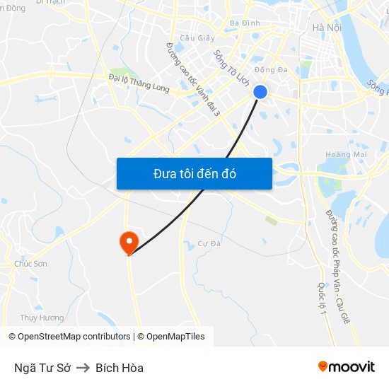 Ngã Tư Sở to Bích Hòa map
