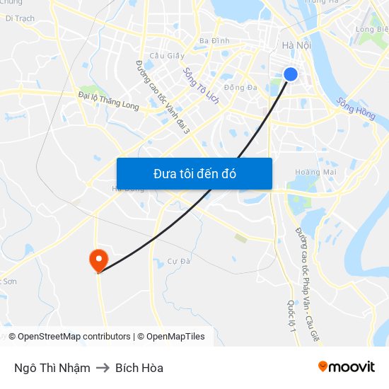 Ngô Thì Nhậm to Bích Hòa map