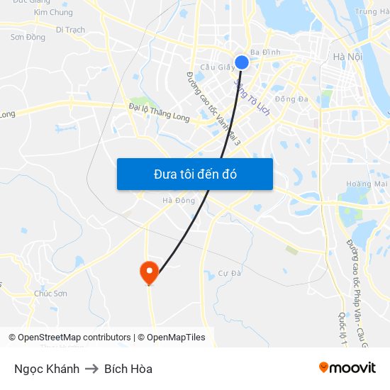 Ngọc Khánh to Bích Hòa map