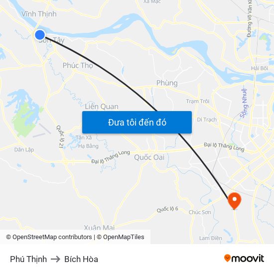 Phú Thịnh to Bích Hòa map