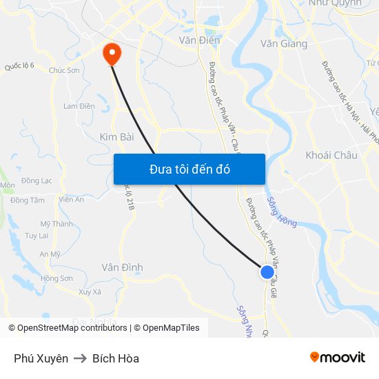 Phú Xuyên to Bích Hòa map