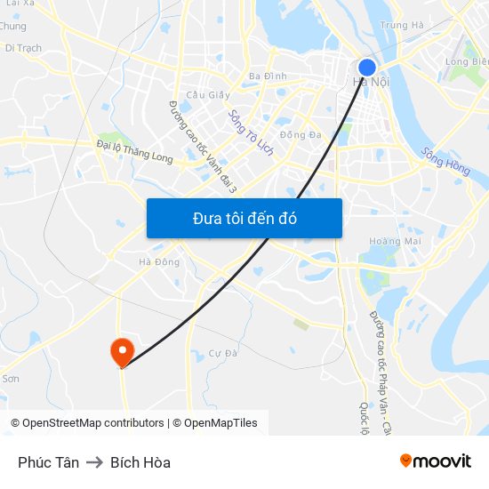 Phúc Tân to Bích Hòa map