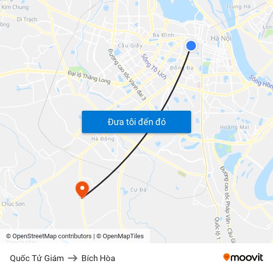 Quốc Tử Giám to Bích Hòa map