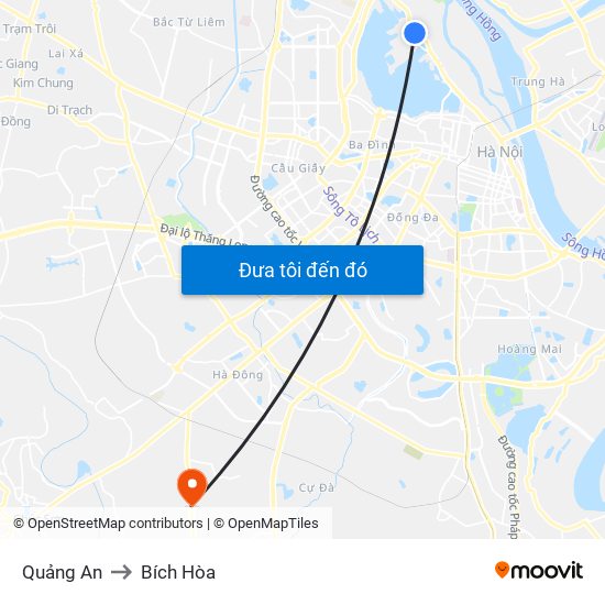 Quảng An to Bích Hòa map