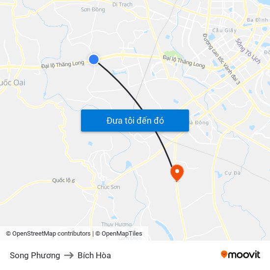 Song Phương to Bích Hòa map