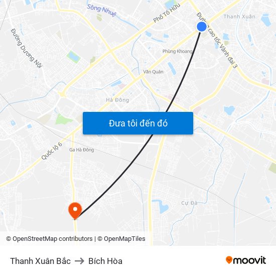 Thanh Xuân Bắc to Bích Hòa map