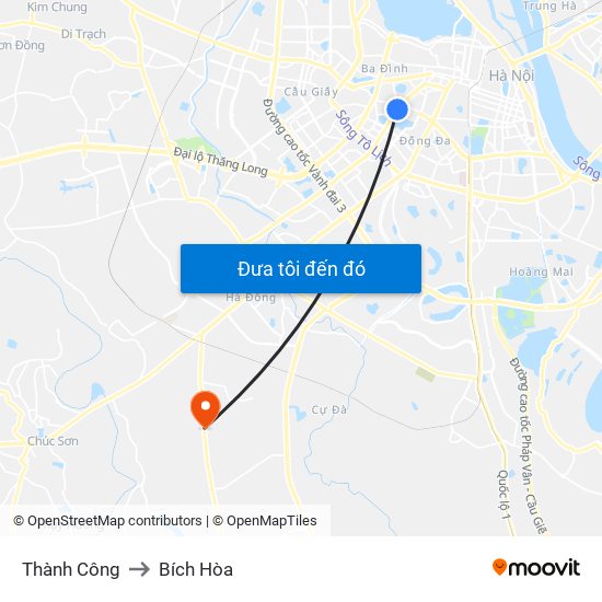 Thành Công to Bích Hòa map