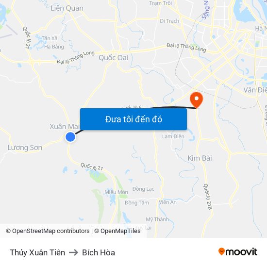 Thủy Xuân Tiên to Bích Hòa map