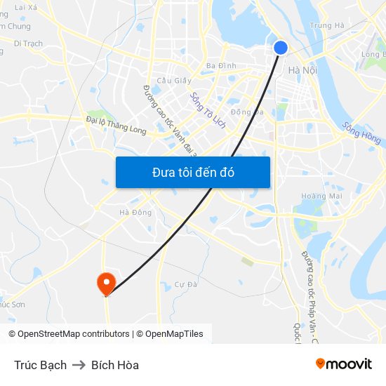 Trúc Bạch to Bích Hòa map