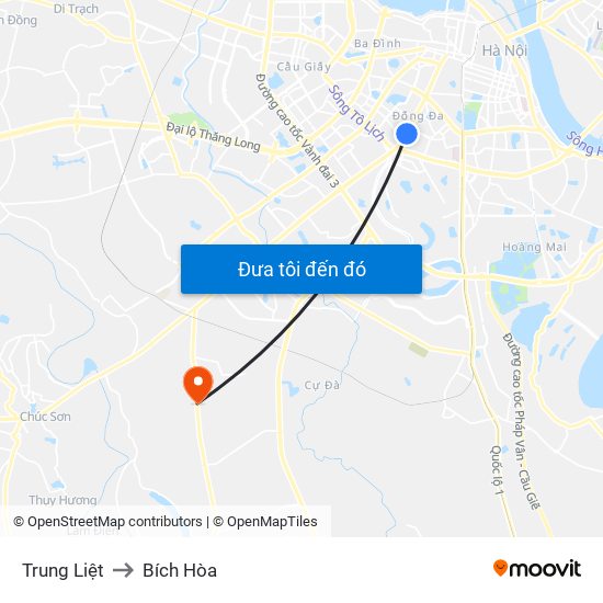 Trung Liệt to Bích Hòa map