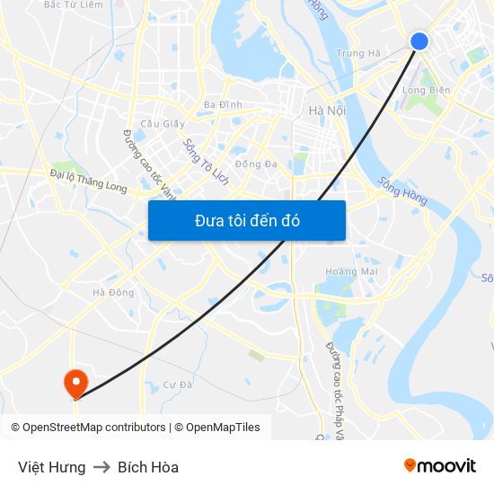 Việt Hưng to Bích Hòa map