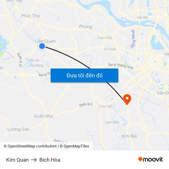 Kim Quan to Bích Hòa map