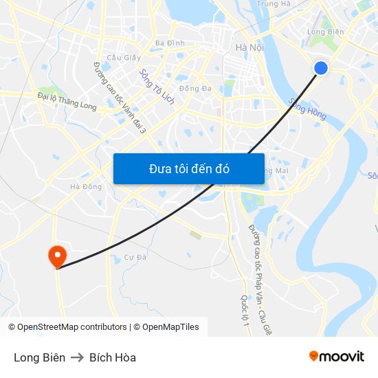 Long Biên to Bích Hòa map