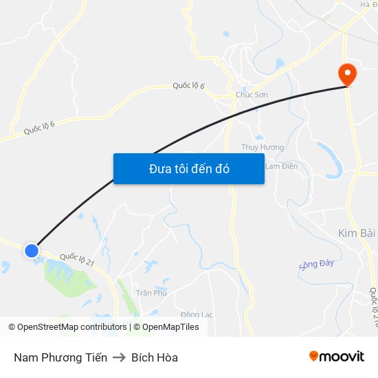 Nam Phương Tiến to Bích Hòa map