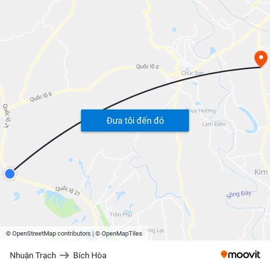 Nhuận Trạch to Bích Hòa map