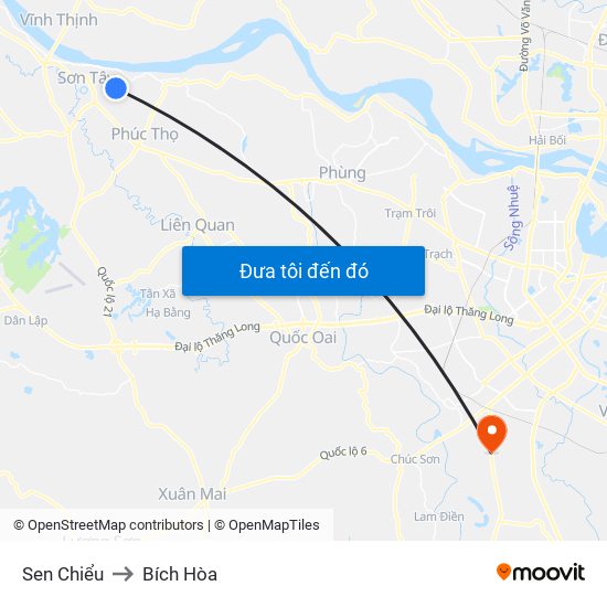 Sen Chiểu to Bích Hòa map