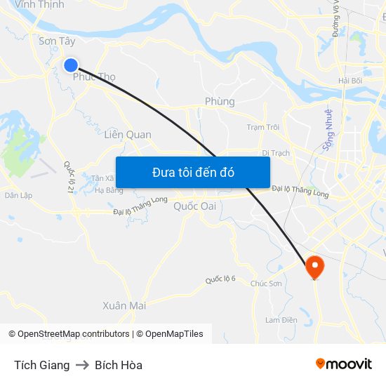Tích Giang to Bích Hòa map