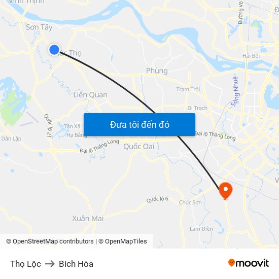 Thọ Lộc to Bích Hòa map