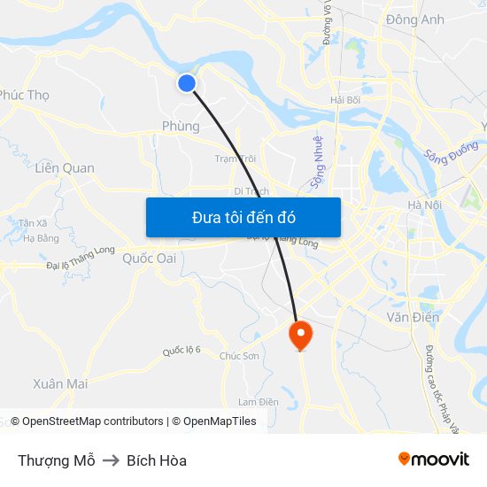 Thượng Mỗ to Bích Hòa map