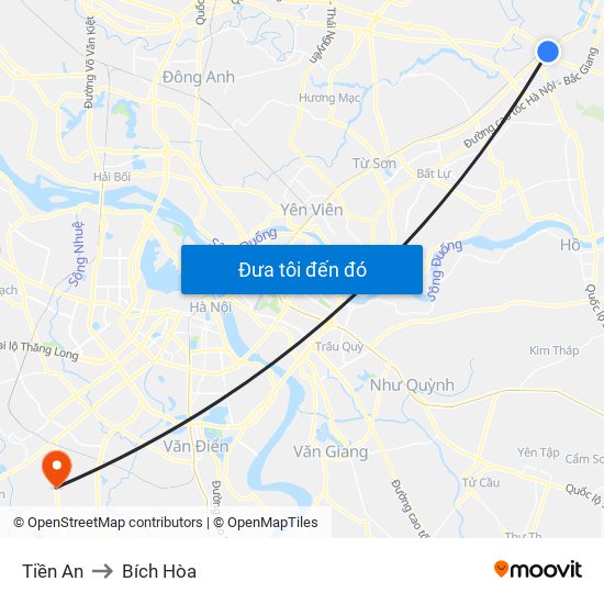 Tiền An to Bích Hòa map