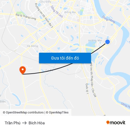 Trần Phú to Bích Hòa map