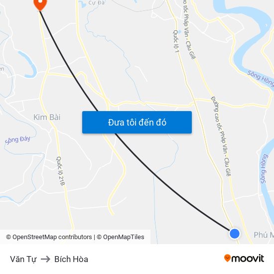 Văn Tự to Bích Hòa map